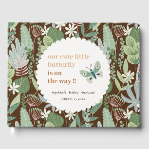 Desert Brown Retro Butterfly Garden Baby Shower Gästböcker