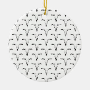 Desert Bull Skull med horn Westernare ANPASSNINGSB Julgransprydnad Keramik