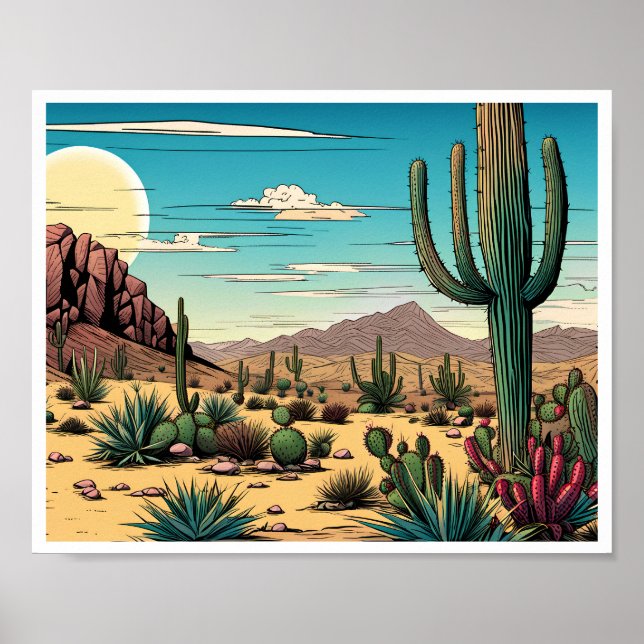 Desert Butte Mesa Graphic Art Liggande Poster (Framsidan)