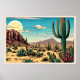 Desert Butte Mesa Graphic Art Liggande Poster