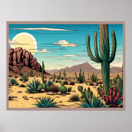 Desert Butte Mesa Graphic Art Liggande Poster