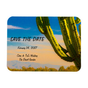 Desert Cactus Blå himmel Bröllop spara datum Magnet