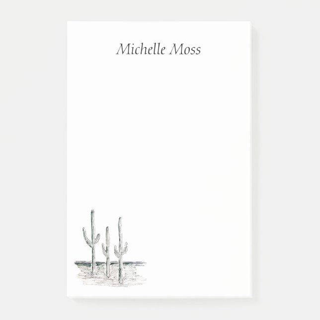 Desert Cactus Black White Southwest Post-it Block (Framsida)