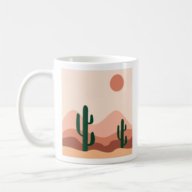 Desert cactus boho art kaffemugg (Vänster)