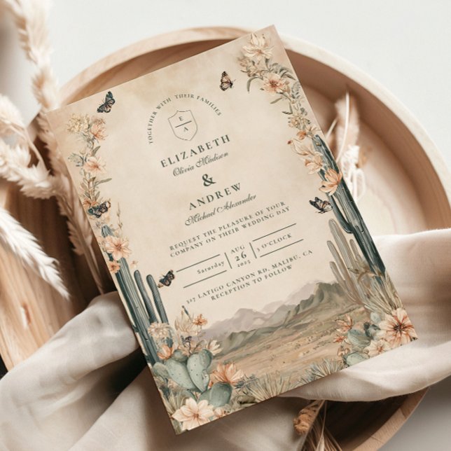Desert Cactus Boho Bröllop Inbjudningar (Skapare uppladdad)