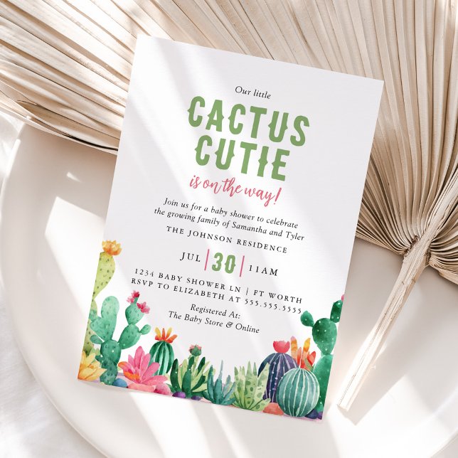 Desert Cactus Cutie Girl Baby Shower Inbjudningar (Skapare uppladdad)