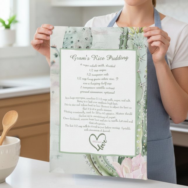 Desert Cactus Family Recipe Keepsake Custom  Kökshandduk (Skapare uppladdad)