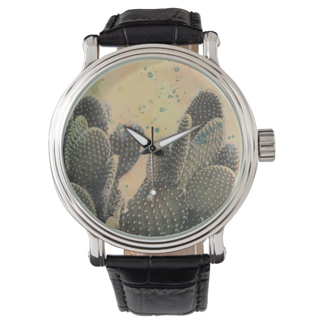 Desert Cactus | Grönt Splatter Armbandsur (Framsida)