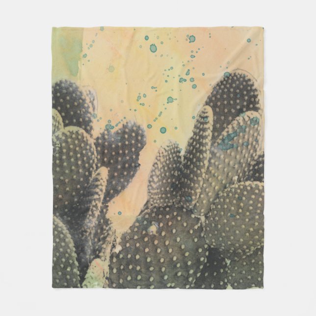 Desert Cactus | Grönt Splatter Fleecefilt (Framsidan)