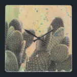 Desert Cactus | Grönt Splatter Fyrkantig Klocka<br><div class="desc">Desert Cactus | Grönt Splatter Artist: Naomi McCavitt</div>