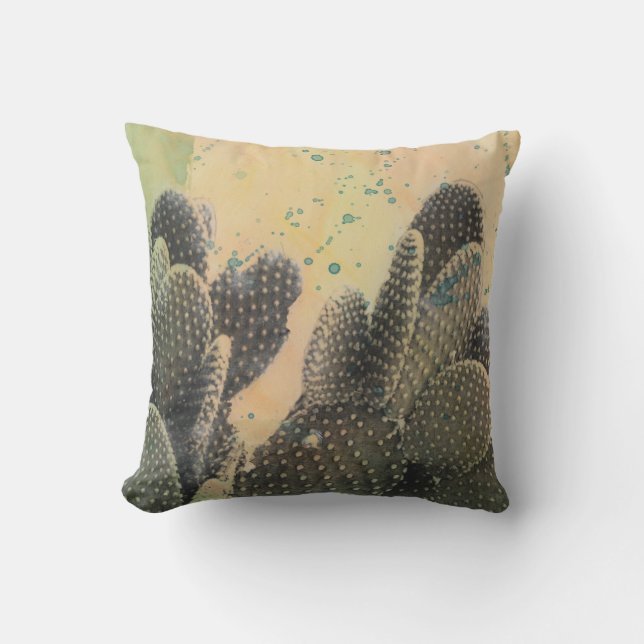 Desert Cactus | Grönt Splatter Kudde (Framsida)