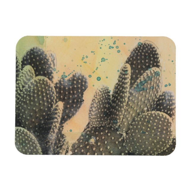 Desert Cactus | Grönt Splatter Magnet (Horisontell)