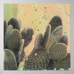 Desert Cactus Grönt Splatter Poster