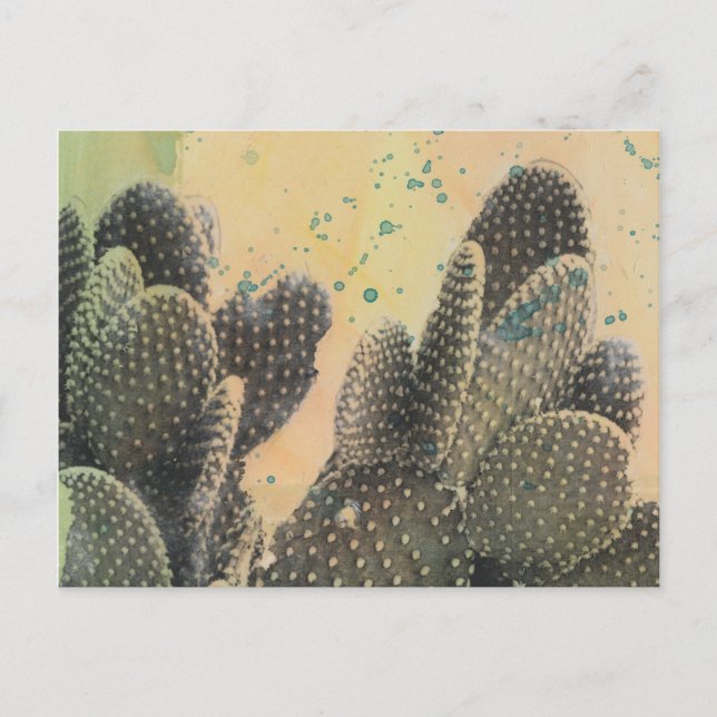 Desert Cactus | Grönt Splatter Vykort (Framsida)