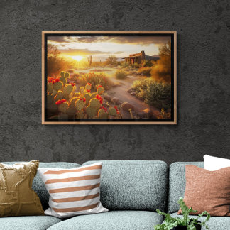 Desert Cactus in Bloom AI Art | Fotorealistisk Poster
