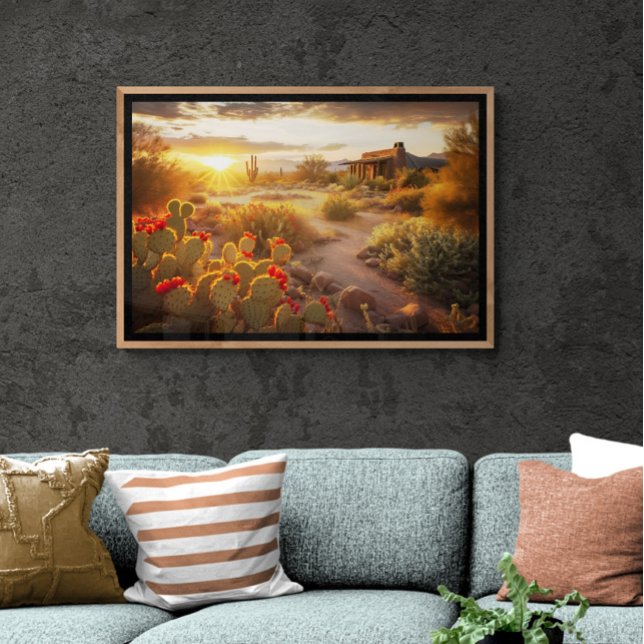 Desert Cactus in Bloom AI Art | Fotorealistisk Poster (Skapare uppladdad)