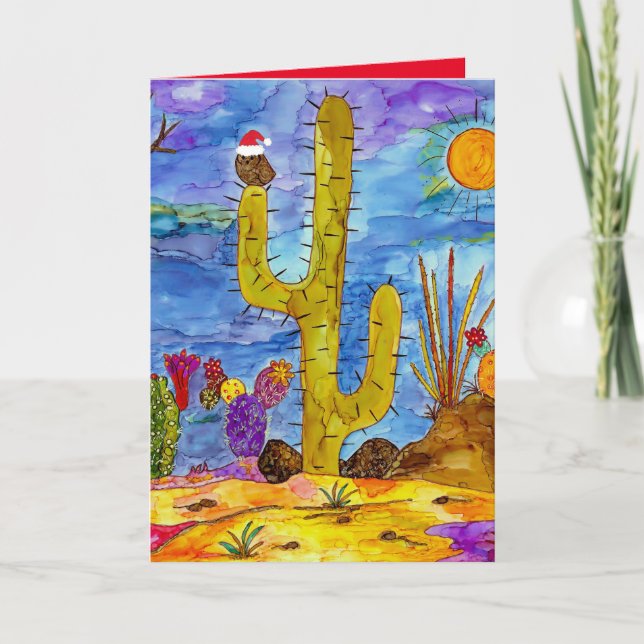 Desert Cactus julhälsningskort Kort (Framsida)