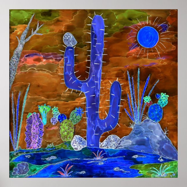 Desert Cactus kvälling Poster 24" x 24" (Framsidan)