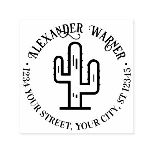 Desert Cactus Namn Returadress Självfärgande Stämpel