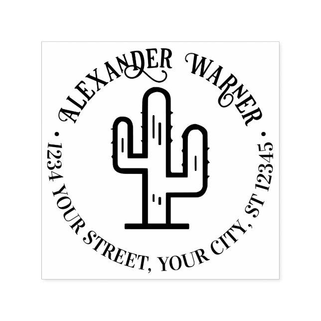Desert Cactus Namn Returadress Självfärgande Stämpel (Design)