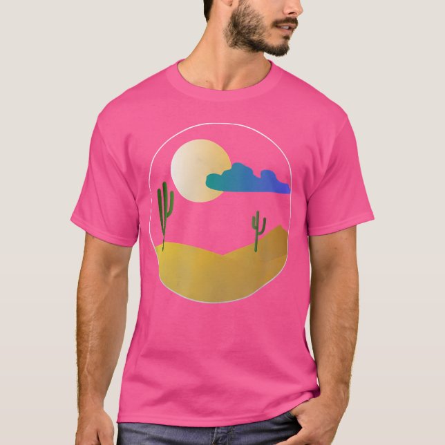 Desert Cactus nattetid under hela månen T Shirt (Framsida)