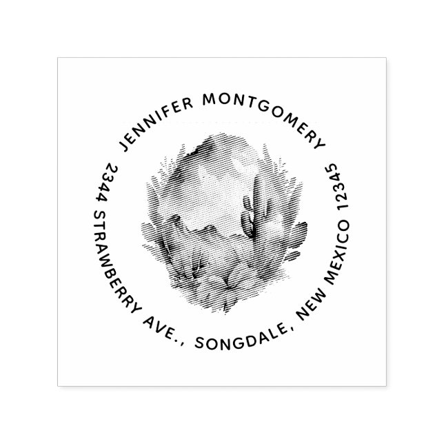 Desert Cactus och Mountain Namn och Adress Självfärgande Stämpel (Design)