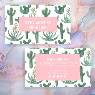 Desert Cactus och Succulents Watercolor Design Visitkort