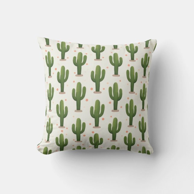 Desert Cactus Pattern – Southwestern Botanical  Kudde (Framsida)