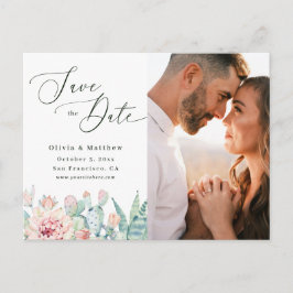 Desert Cactus Photo Save the Date. Elegant Wedding Vykort