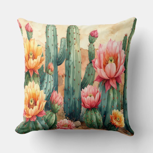 Desert Cactus Pillow - Boho Southwest Decor Cushio Kudde (Framsida)