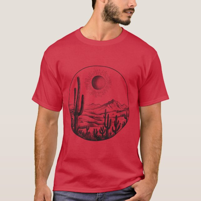 Desert Cactus Plants Adventure Arizona Cactus Scen T Shirt (Framsida)