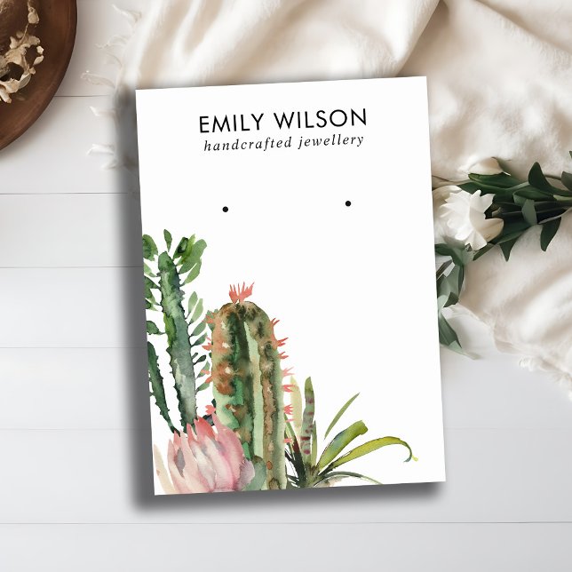 DESERT CACTUS PROTEA FOLIAGE STUD EARRING VISNING VISITKORT (Skapare uppladdad)