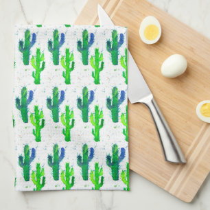 Desert Cactus Saguaro Watercolor Kökshandduk