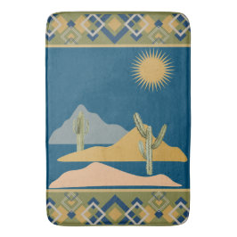 Desert Cactus Scene och Geometric Trim Badrumsmatta