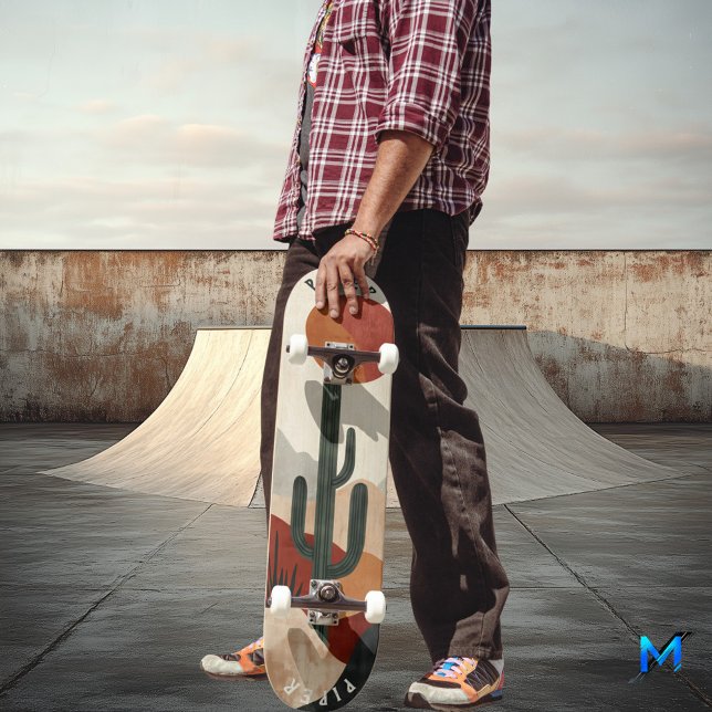 Desert Cactus Skateboard - Minimalist Boho Natural (Skapare uppladdad)