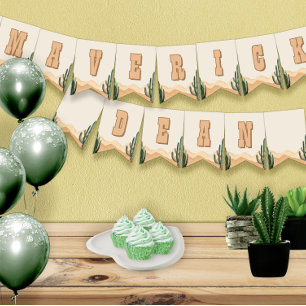Desert Cactus Southwest Baby Shower, Birthday Namn Vimplar