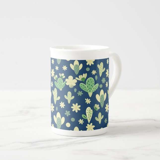 Desert Cactus & Succulent Pattern Benporslin Mugg (Framsida höger)