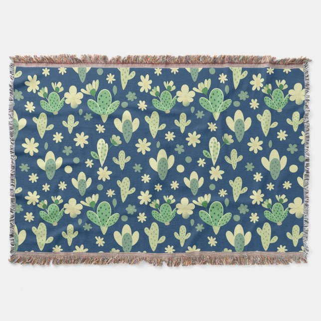 Desert Cactus & Succulent Pattern Filt (Framsidan)