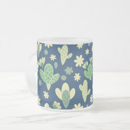 Desert Cactus & Succulent Pattern Frostad Glasmugg