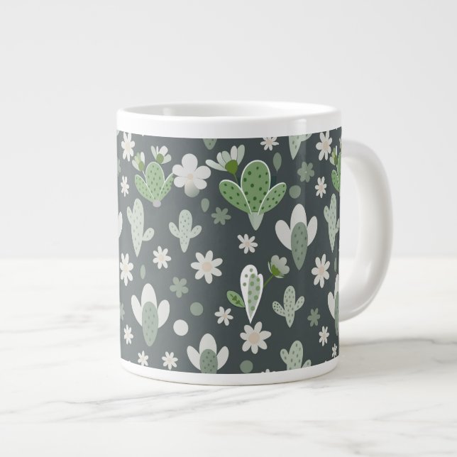 Desert Cactus & Succulent Pattern Jumbo Mugg (Framsida höger)