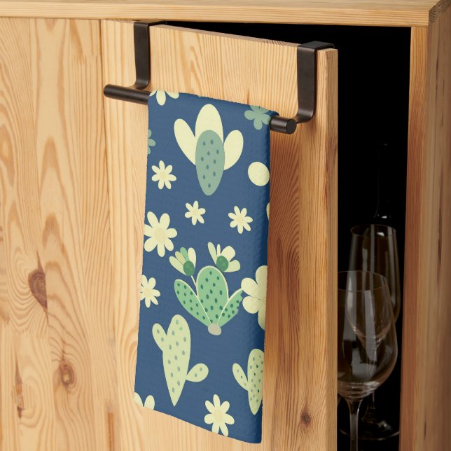 Desert Cactus & Succulent Pattern Kökshandduk (Thirds Fold)