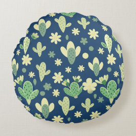Desert Cactus & Succulent Pattern Rund Kudde