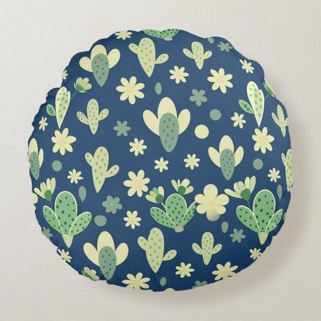 Desert Cactus & Succulent Pattern Rund Kudde (Framsidan)