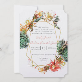 Desert Cactus Succulous Guld Geometric Inbjudningar