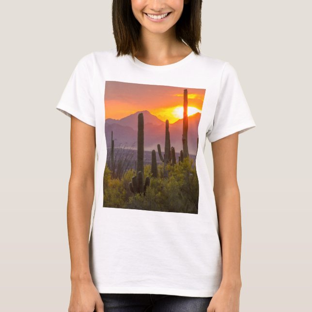 Desert cactus sunset, Arizona Tee (Framsida)
