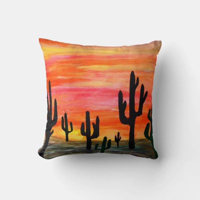 Desert Cactus Sunset dekorativ kudde (Framsida)
