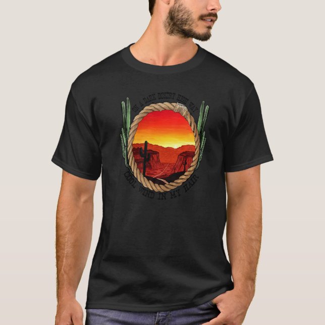 Desert Cactus Sunset on Mörk Desert High Way Weste T Shirt (Framsida)