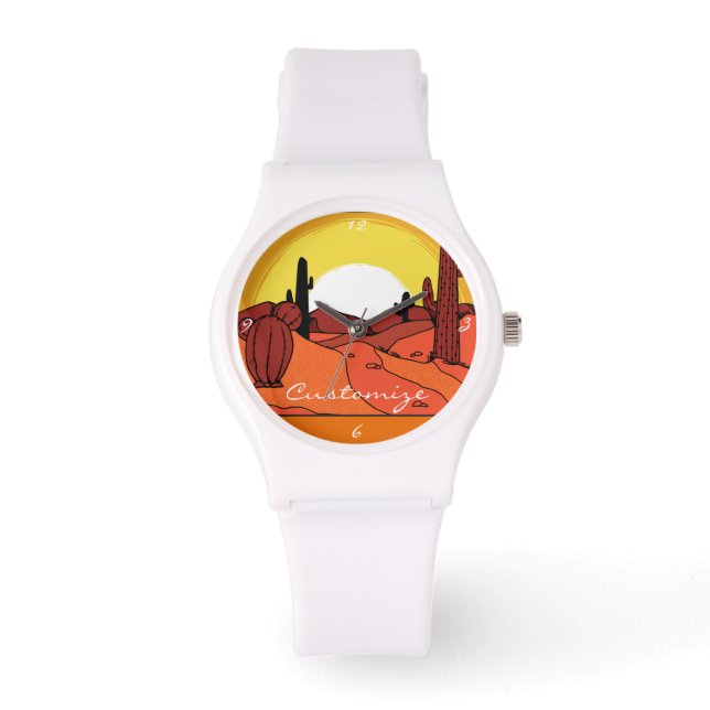 Desert Cactus Sunset Thunder_Cove Armbandsur (Framsida)
