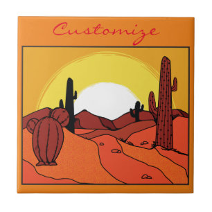 Desert Cactus Sunset Thunder_Cove Kakelplatta