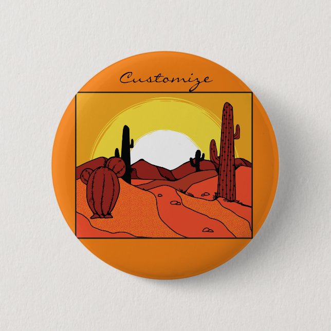 Desert Cactus Sunset Thunder_Cove Knapp (Framsida)